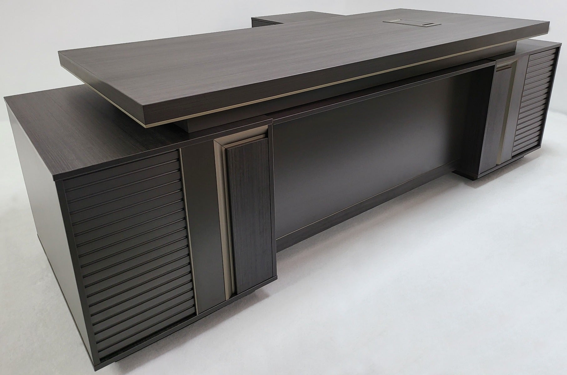 Large Modern Grey Oak Corner Executive Office Desk with Built in Storage - 2800mm - BWJ-HD0128 North Yourkshire