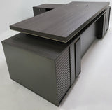 Large Modern Grey Oak Corner Executive Office Desk with Built in Storage - 2800mm - BWJ-HD0128