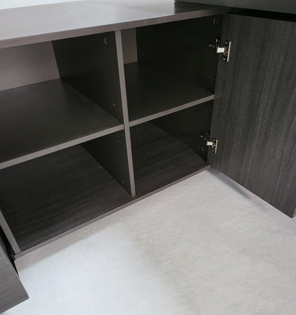Large Modern Grey Oak Corner Executive Office Desk with Built in Storage - 2400mm - BWJ-HD0224