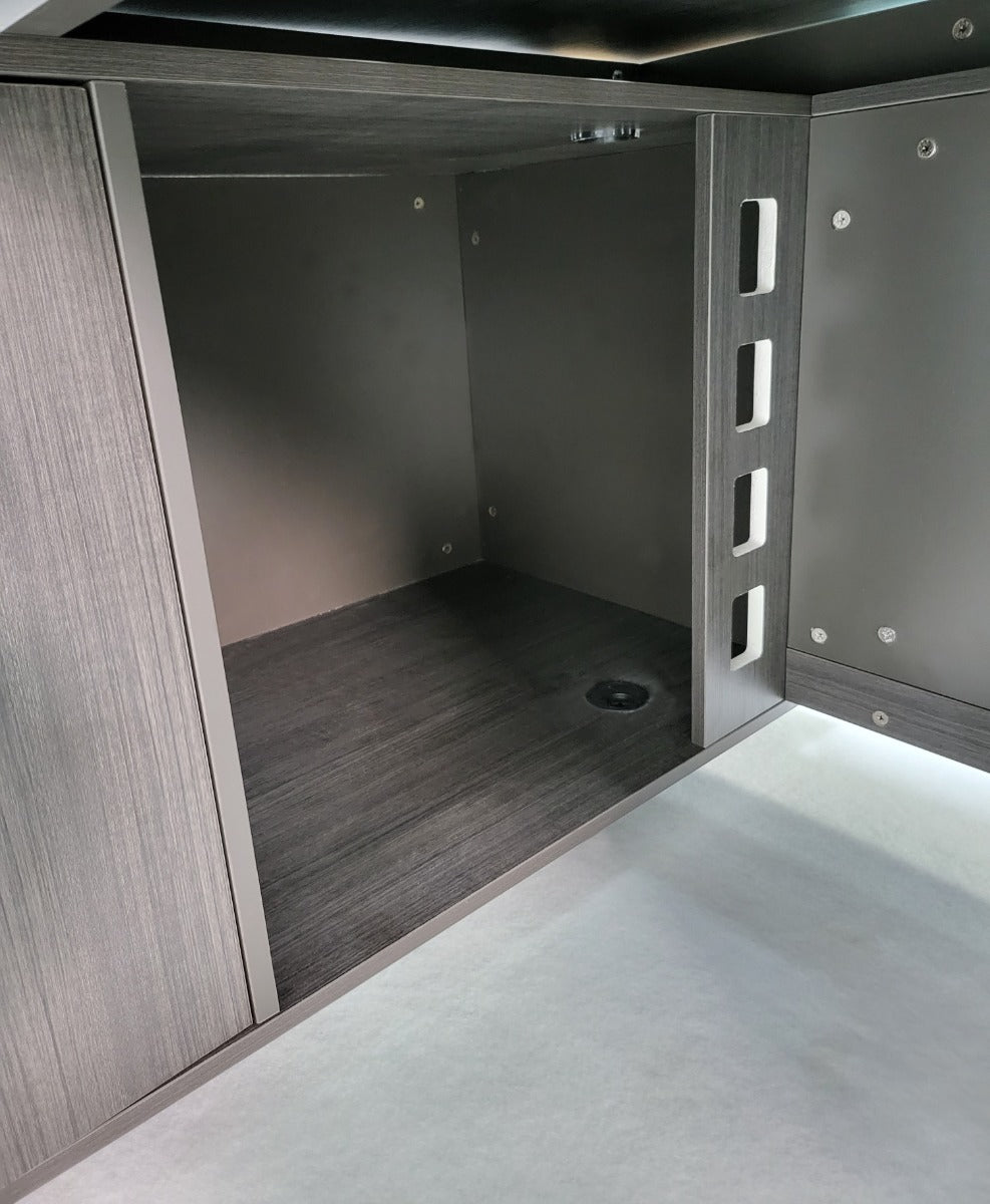 Large Modern Grey Oak Corner Executive Office Desk with Built in Storage - 2400mm - BWJ-HD0224