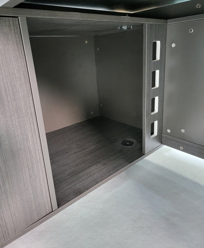 Large Modern Grey Oak Corner Executive Office Desk with Built in Storage - 2800mm -BWJ-HD0128