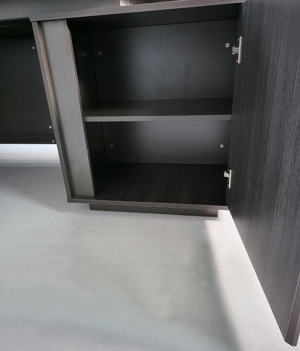 Large Modern Grey Oak Corner Executive Office Desk with Built in Storage - 2800mm - BWJ-HD0128