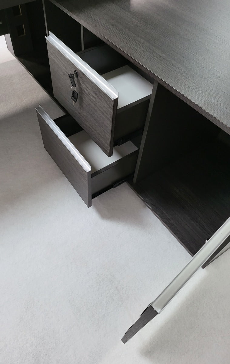 Stylish Grey Oak Corner Executive Office Desk - 2000mm - DG07-D0120