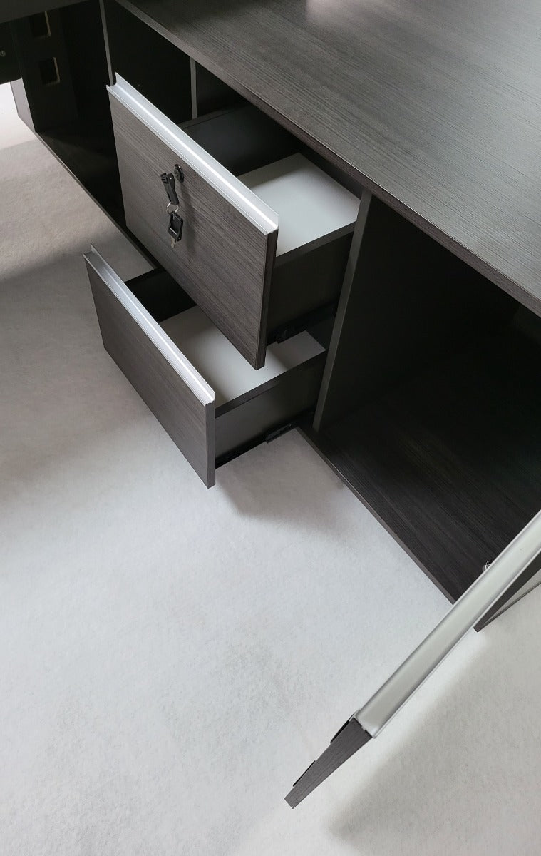 Stylish Grey Oak Corner Executive Office Desk - 1600mm, 1800mm, 2000mm - DG07-04