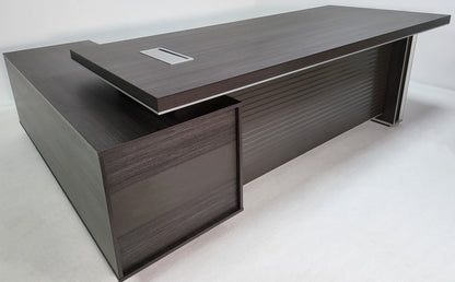 EX SHOWROOM - Large Stylish Grey Oak Right Hand Corner Executive Office Desk with Built in Storage - 2400mm - BJS-D1124