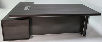 EX SHOWROOM - Large Stylish Grey Oak Right Hand Corner Executive Office Desk with Built in Storage - 2400mm - BJS-D1124