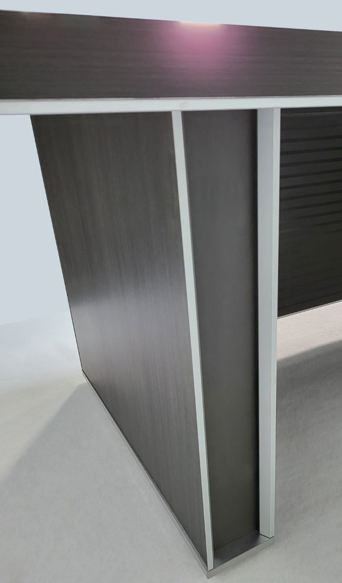 EX SHOWROOM - Large Stylish Grey Oak Right Hand Corner Executive Office Desk with Built in Storage - 2400mm - BJS-D1124