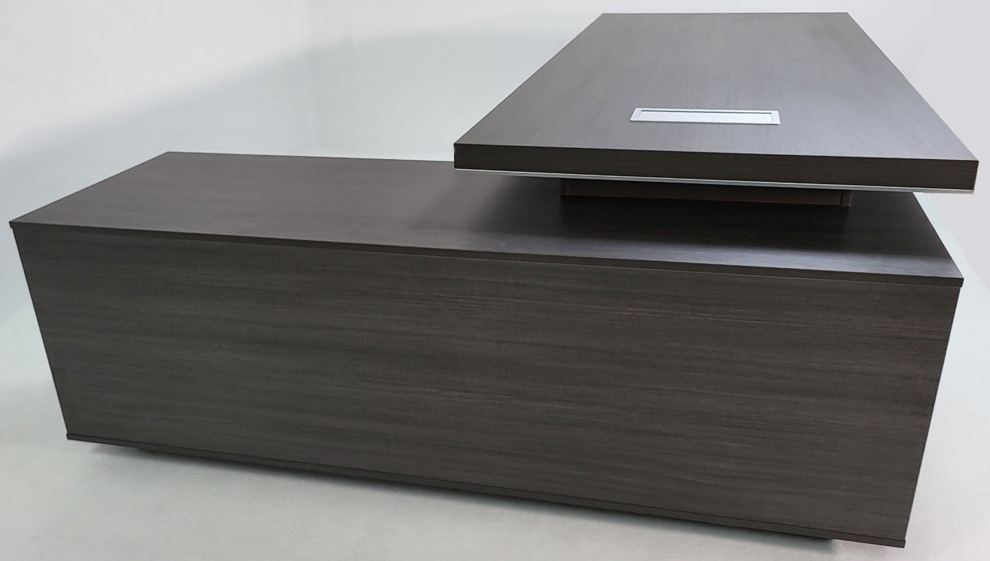 EX SHOWROOM - Large Stylish Grey Oak Right Hand Corner Executive Office Desk with Built in Storage - 2400mm - BJS-D1124