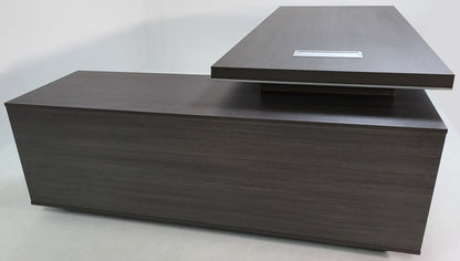 EX SHOWROOM - Large Stylish Grey Oak Right Hand Corner Executive Office Desk with Built in Storage - 2400mm - BJS-D1124