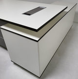 Modern White and Grey Stripe Executive Office Desk with Built in Storage - 2000mm - AML-D01