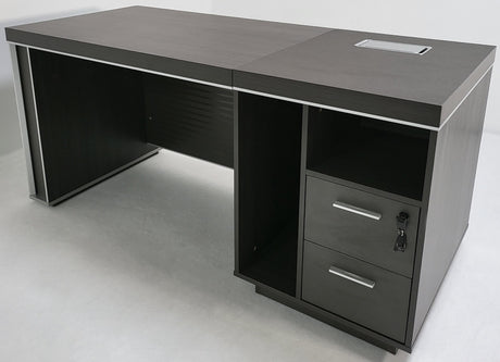 Modern Grey Oak Executive Office Desk with Built in Storage - 1600mm - BJS-X1616