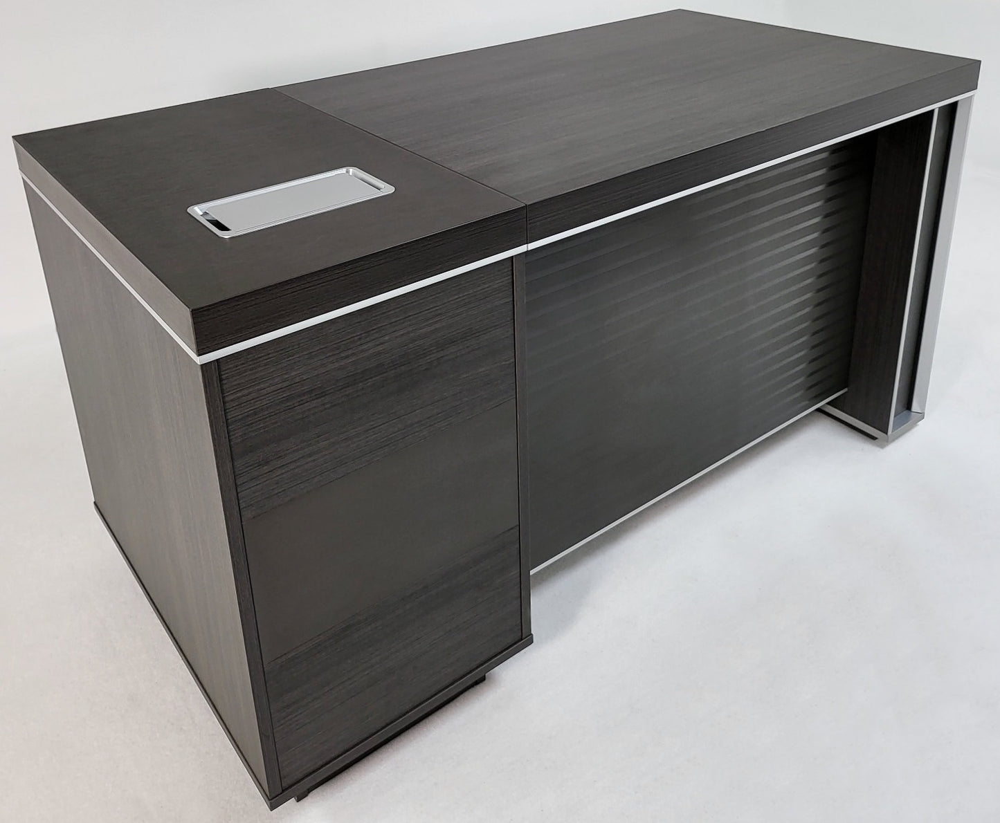 Modern Grey Oak Executive Office Desk with Built in Storage - 1400mm - BJS-X1514