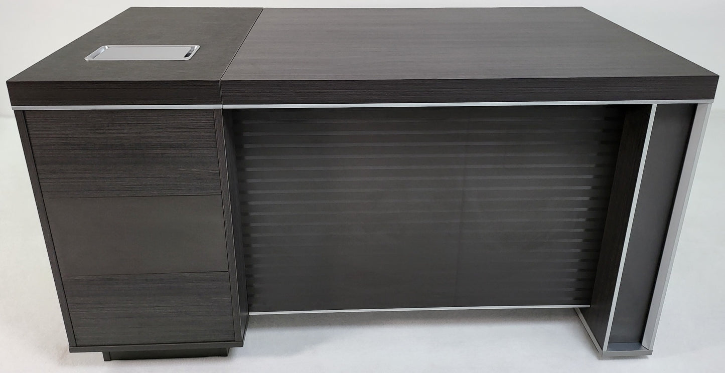 Modern Grey Oak Executive Office Desk with Built in Storage - 1400mm - BJS-X1514