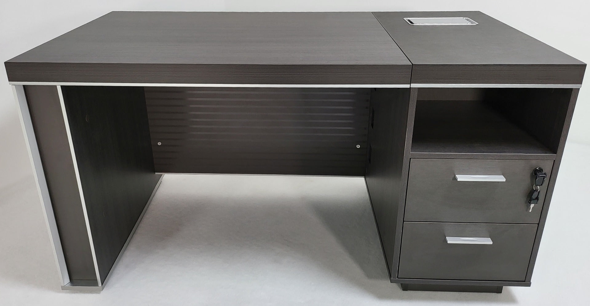 Modern Grey Oak Executive Office Desk With Built In Storage BJS X1514   20221118 133220 