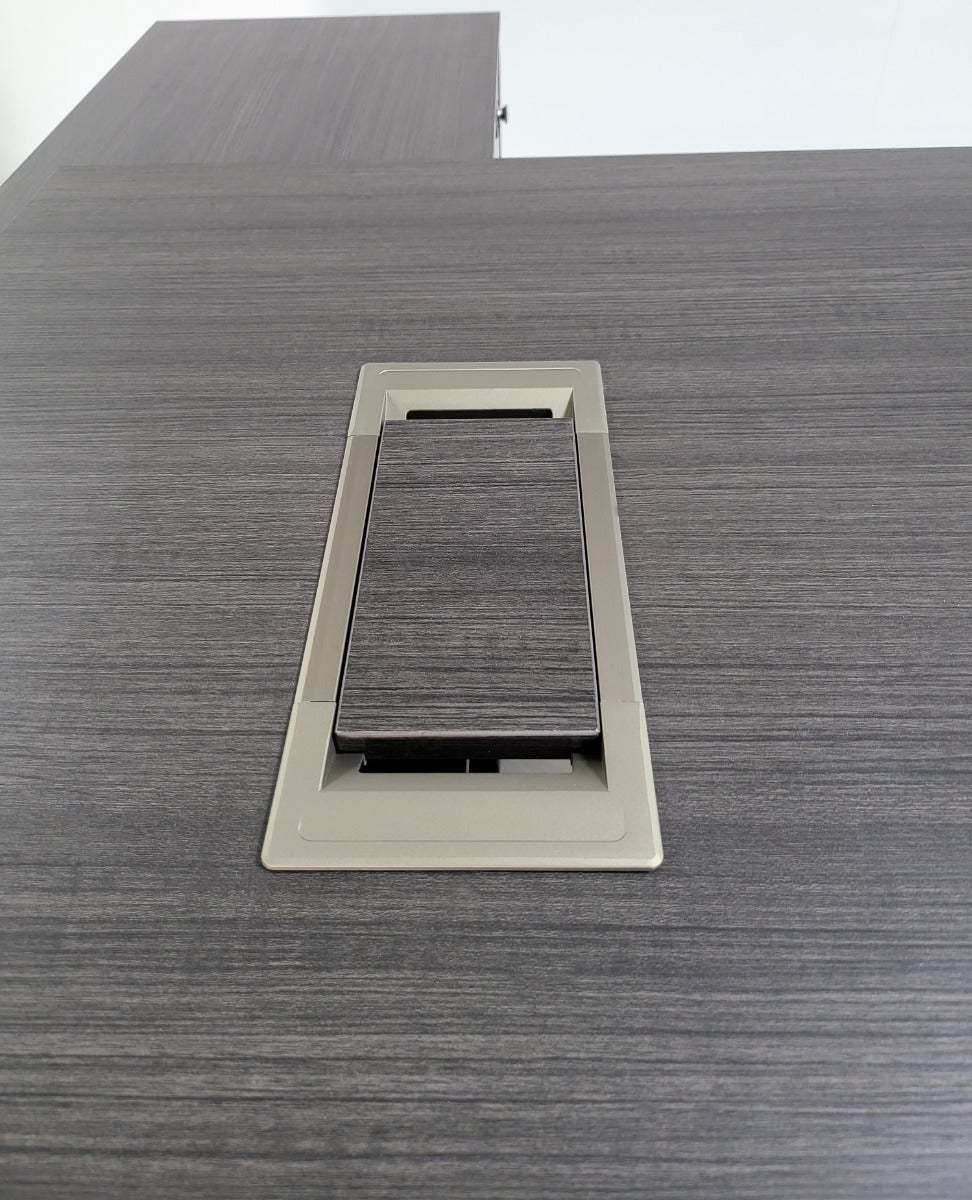 Modern Grey Oak Corner Executive Office Desk with Built in Storage - 2000mm - BWJ-HD03