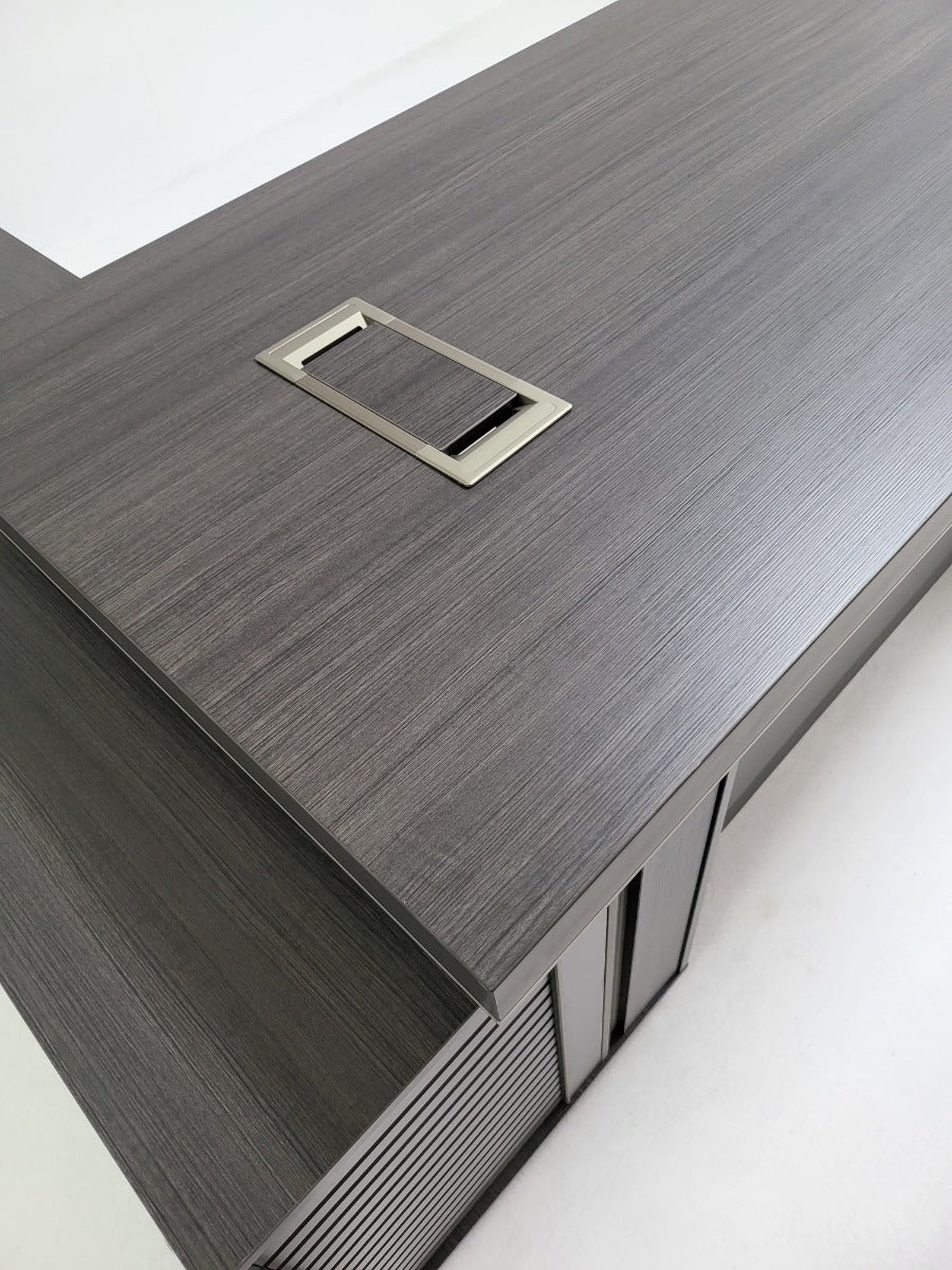 Modern Grey Oak Corner Executive Office Desk with Built in Storage - 1600mm & 1800mm - BWJ-HD04