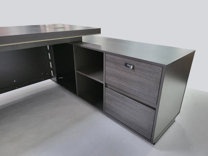 Modern Grey Oak Corner Executive Office Desk with Built in Storage - 2000mm - BWJ-HD03