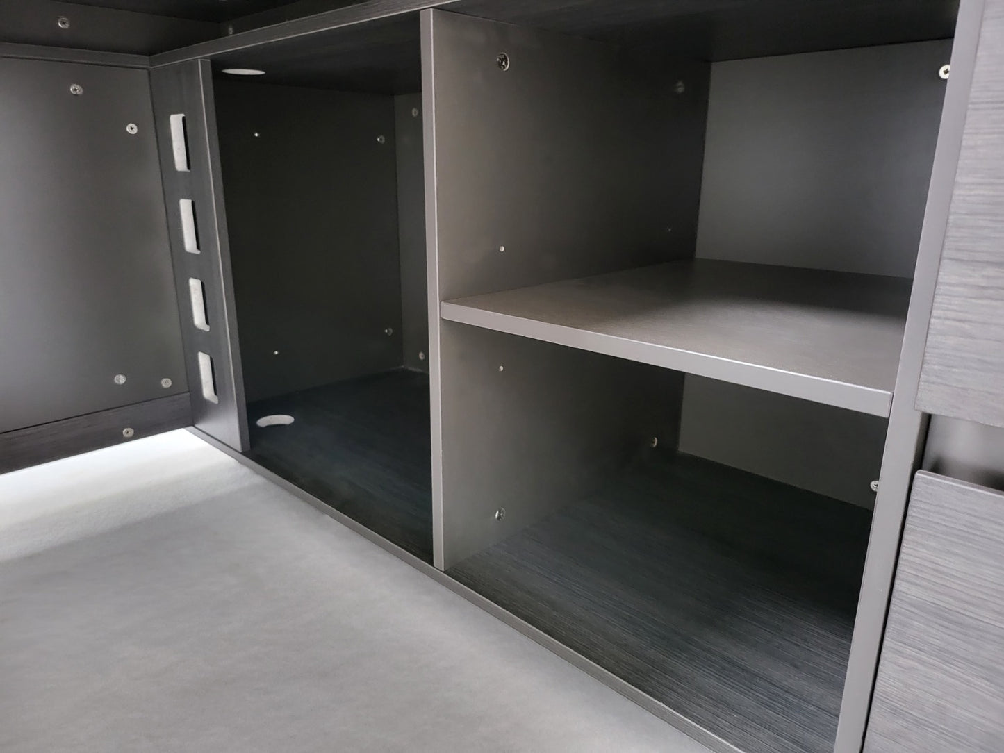 Modern Grey Oak Corner Executive Office Desk with Built in Storage - 2000mm - BWJ-HD03