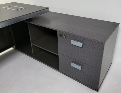 Grey Oak Melamine Executive Corner Office Desk - 2000mm - WKO-D0520