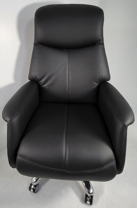 Modern Black Genuine Leather Reclining Office Chair - B619