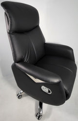 Modern Black Genuine Leather Reclining Office Chair - B619