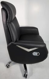 Modern Black Genuine Leather Reclining Office Chair - B619