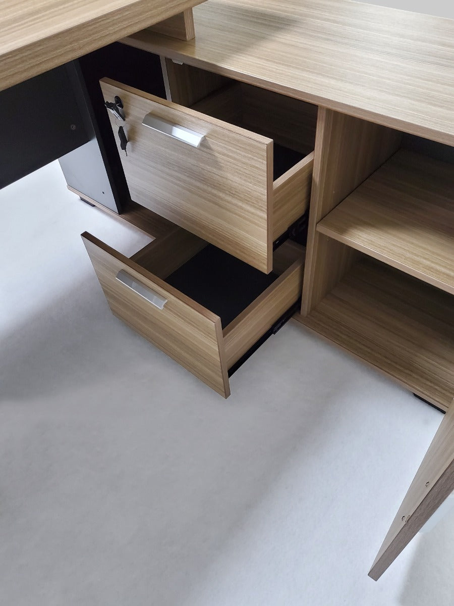 Modern Home Office Oak and Grey Executive Corner Desk KB D0118 SX