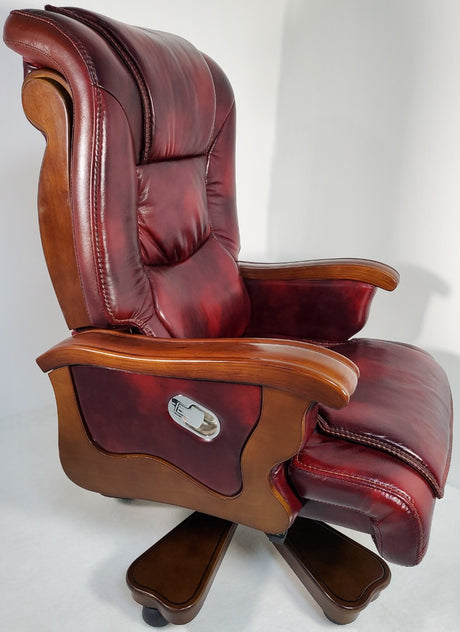 Luxury Burgundy Real Leather Office Chair Executive Boss Chair - CHA-A0630