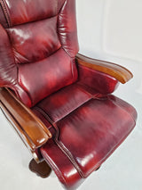 Luxury Burgundy Real Leather Office Chair Executive Boss Chair - CHA-A0630