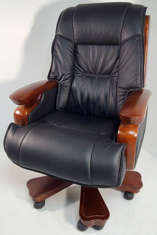 Real Italian Black Leather Executive Heavy Duty Office Chair -  A771