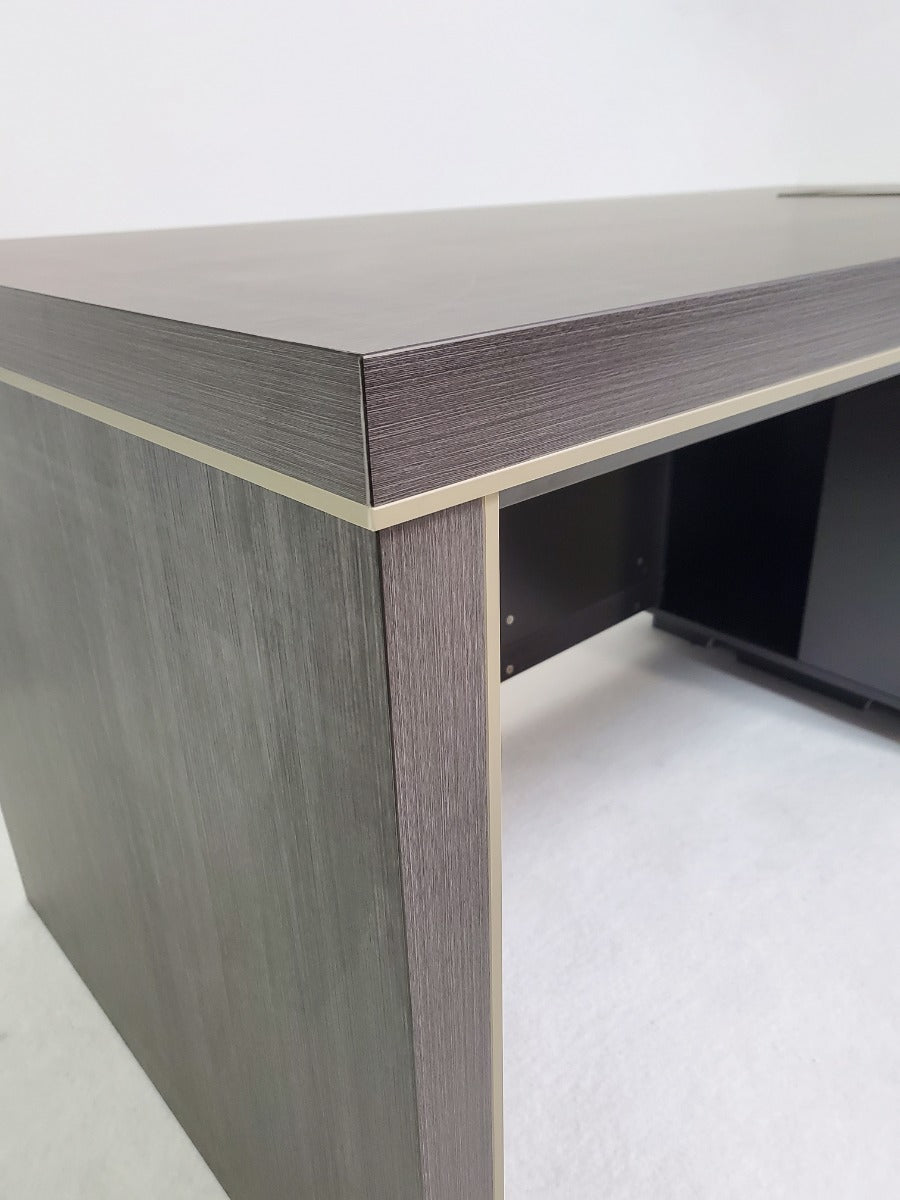 Modern Grey Oak Straight Executive Office Desk with Built in Storage - 1400mm - BWJ-HD05