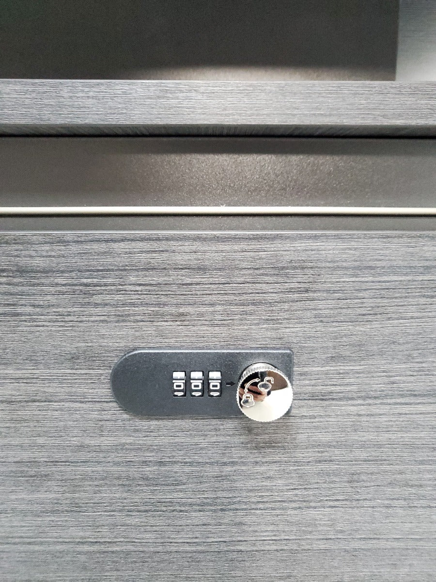 Modern Grey Oak Straight Executive Office Desk with Built in Storage - 1400mm, 1600mm, 1800mm or 2000mm - BWJ-HD05