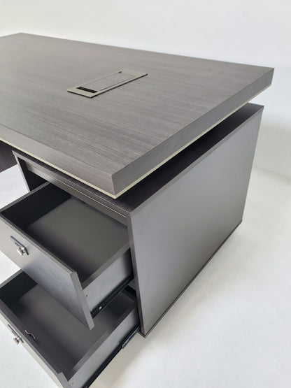 Modern Grey Oak Straight Executive Office Desk with Built in Storage - 1400mm, 1600mm, 1800mm or 2000mm - BWJ-HD05