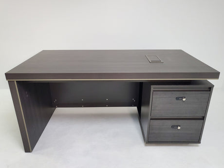 Modern Grey Oak Straight Executive Office Desk with Built in Storage - 1400mm, 1600mm, 1800mm or 2000mm - BWJ-HD05