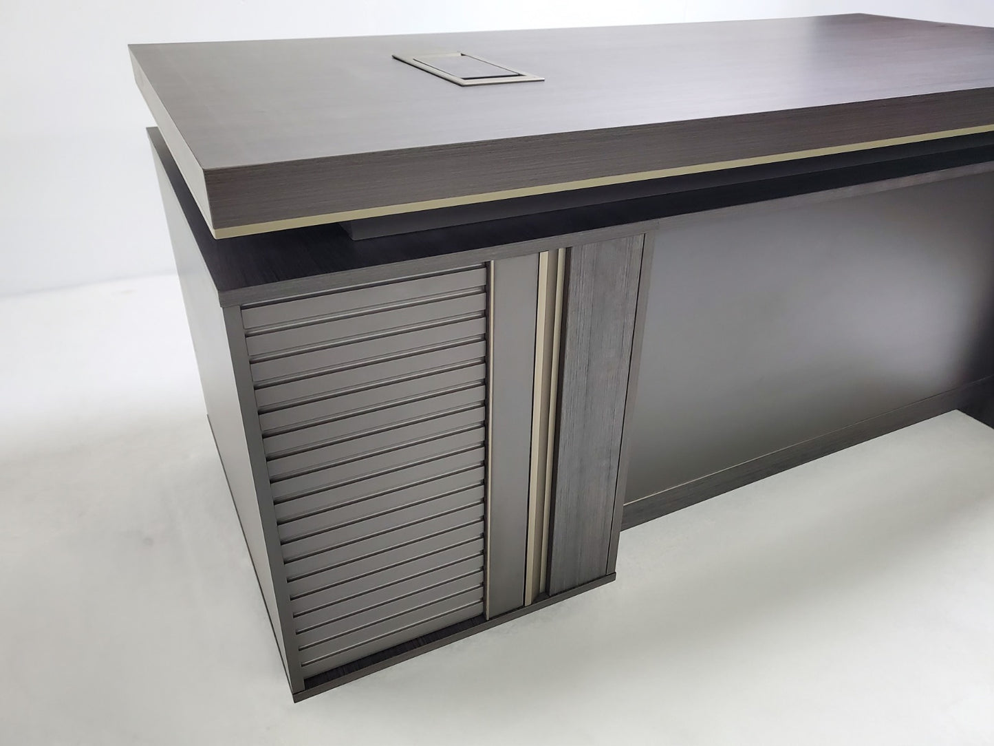 Modern Grey Oak Straight Executive Office Desk with Built in Storage - 1400mm, 1600mm, 1800mm or 2000mm - BWJ-HD05