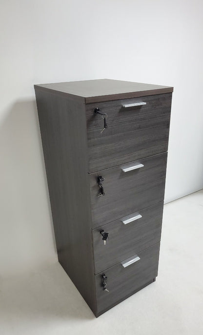 Modern Grey Oak Four Drawer Filing Cabinet - Suspension Files Compatible - AB84-4DR-DG04