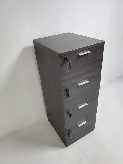 Modern Grey Oak Four Drawer Filing Cabinet - Suspension Files Compatible - AB84-4DR-DG04