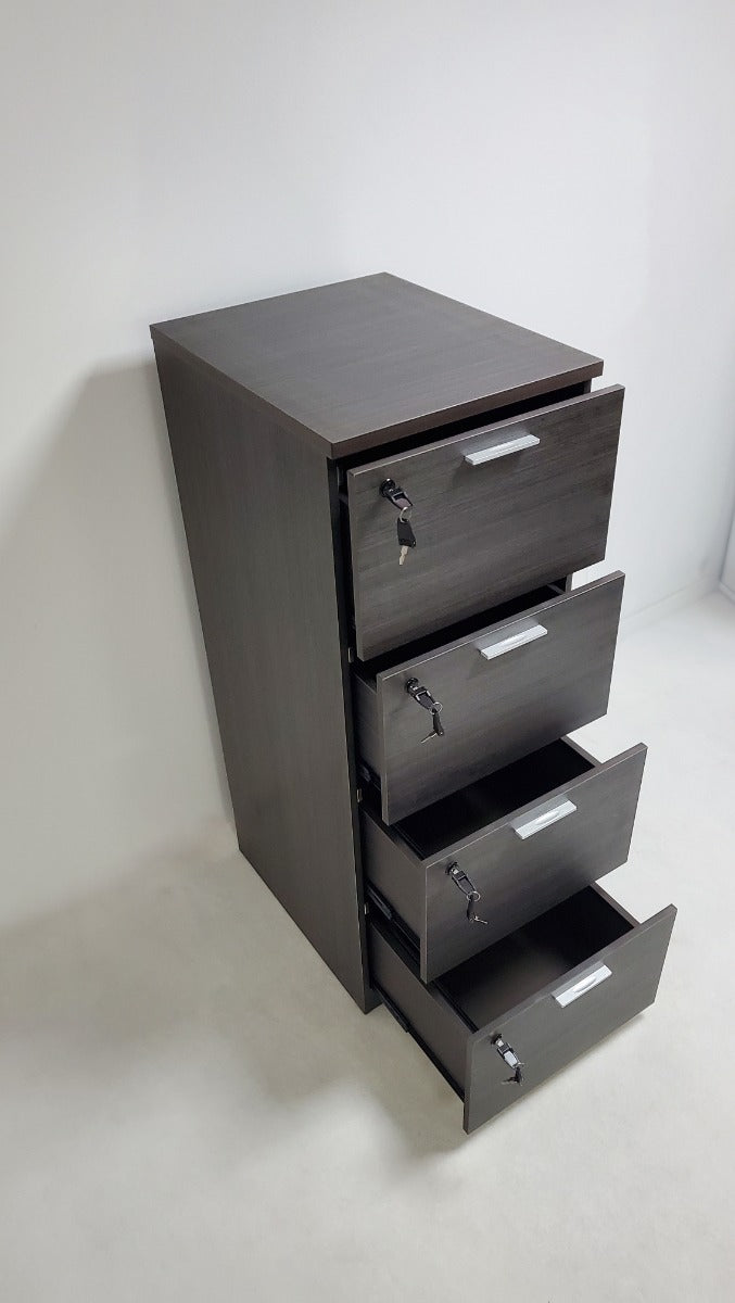 Modern Grey Oak Four Drawer Filing Cabinet - Suspension Files Compatible - AB84-4DR-DG04