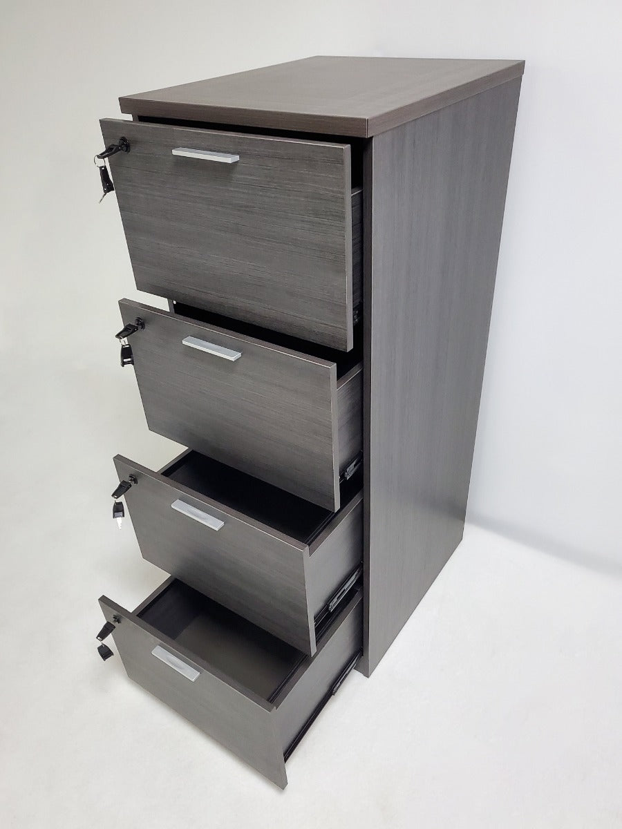 Modern Grey Oak Four Drawer Filing Cabinet - AB84-4DR