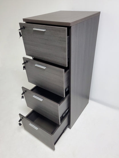 Modern Grey Oak Four Drawer Filing Cabinet - Suspension Files Compatible - AB84-4DR-DG04