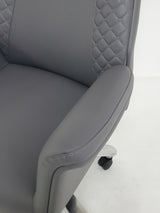 Modern High Back Grey Leather Executive Office Chair with Winged Arms - DT8534A