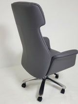 Modern High Back Grey Leather Executive Office Chair with Winged Arms - DT8534A