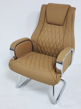 Heavy Duty Modern Beige Leather Visitor Chair with Chrome Arms - CHA-1202C