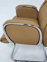 Heavy Duty Modern Beige Leather Visitor Chair with Chrome Arms - CHA-1202C