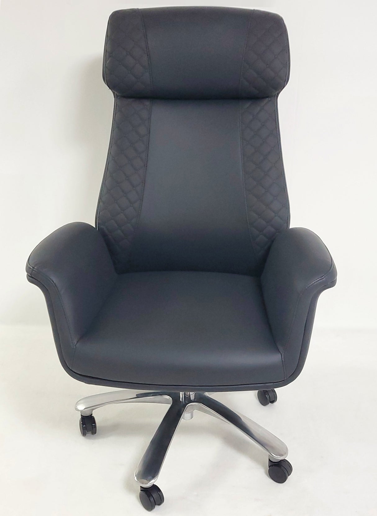 Modern High Back Black Leather Executive Office Chair with Winged Arms - DT8534A