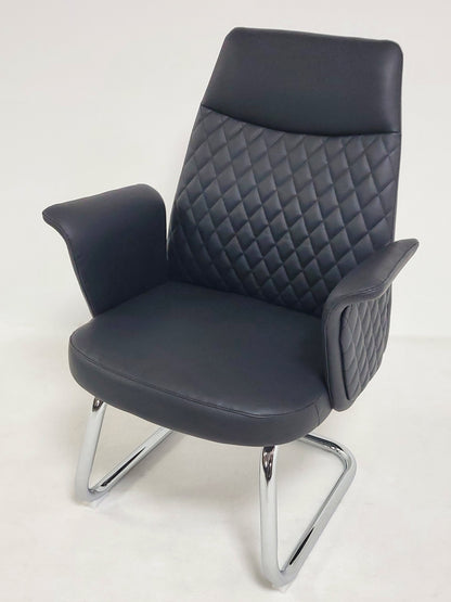 Modern Black Leather Meeting Room Chair with Winged Arm - DE2915C
