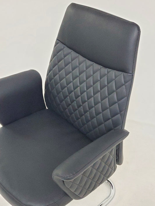 Modern Black Leather Meeting Room Chair with Winged Arm - DE2915C