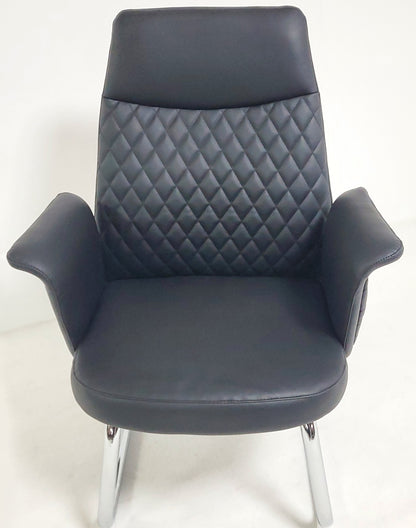 Modern Black Leather Meeting Room Chair with Winged Arm - DE2915C