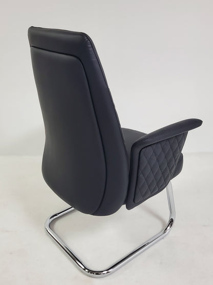 Modern Black Leather Meeting Room Chair with Winged Arm - DE2915C