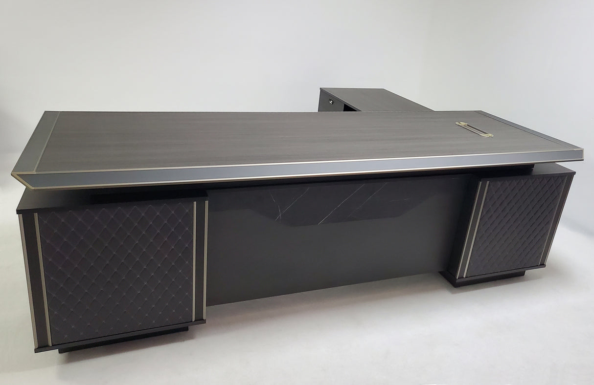 Large Modern Executive Office Desk with Bevelled Design - Corner Design with Additional Cupboard - 2400mm - TUT-01D
